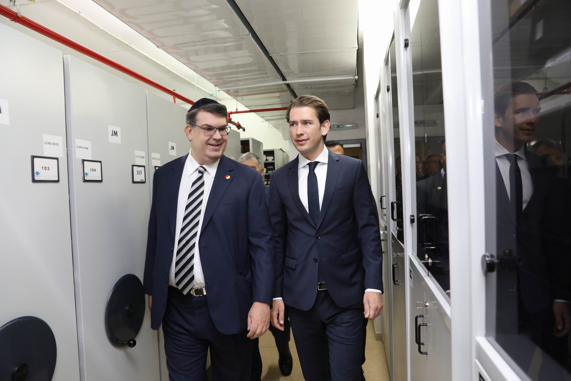 President of the Austrian Jewish Community Oskar Deutsch together with Chancellor Kurz in the Yad Vashem Archives